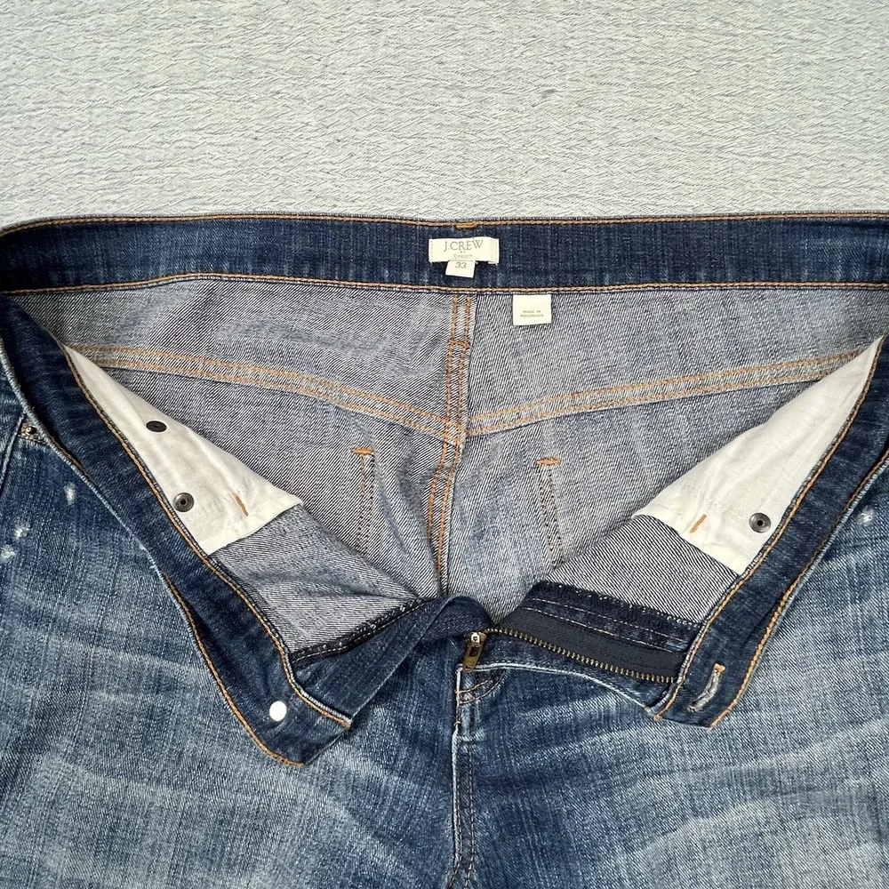 J Crew‎ Flex Jeans Mens 36x30 Slim Straight Stretch Light Wash Distressed